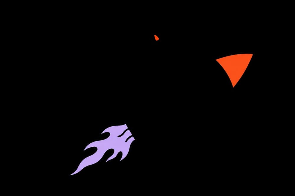 An inventor setting off on a rocket