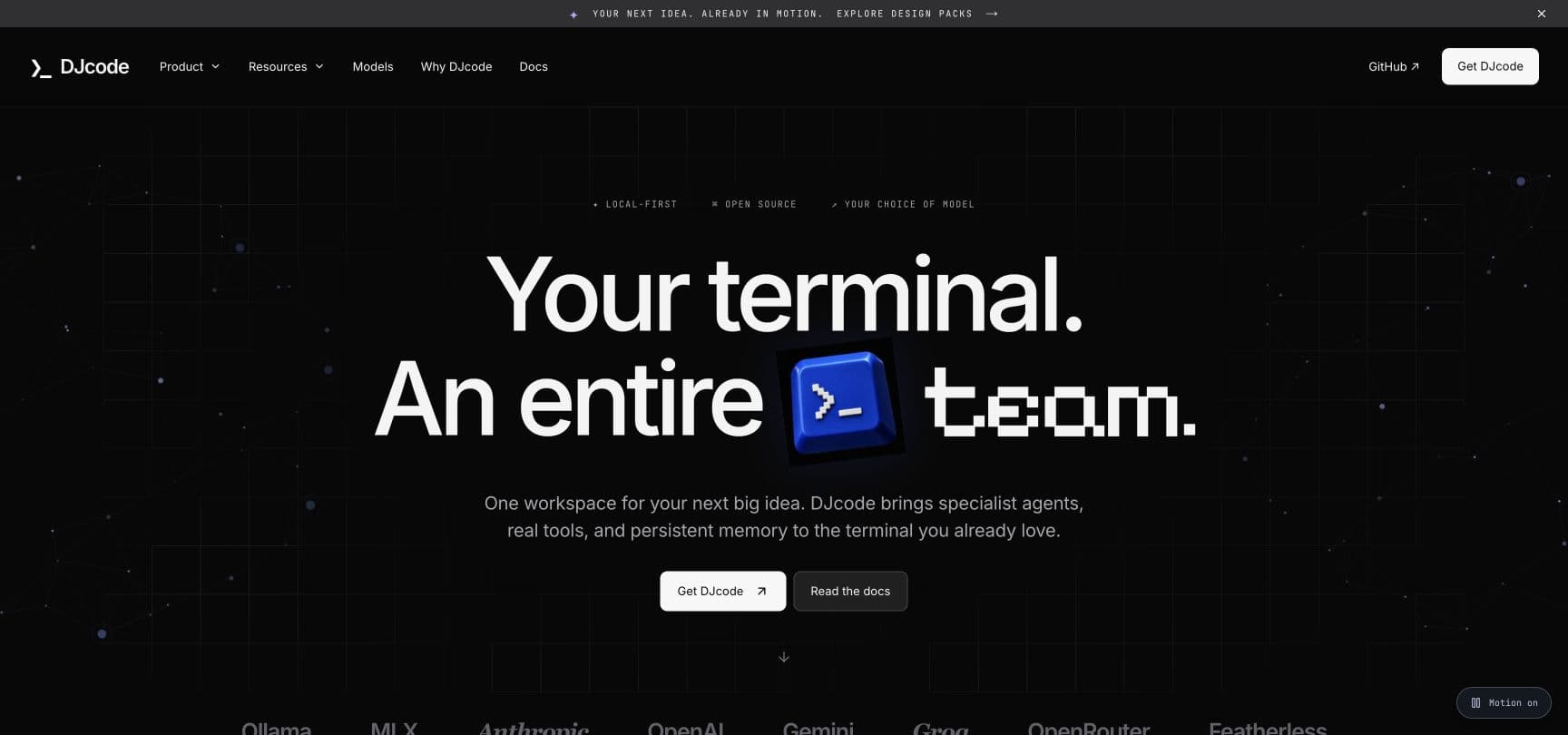 DJcode public website, captured September 2026